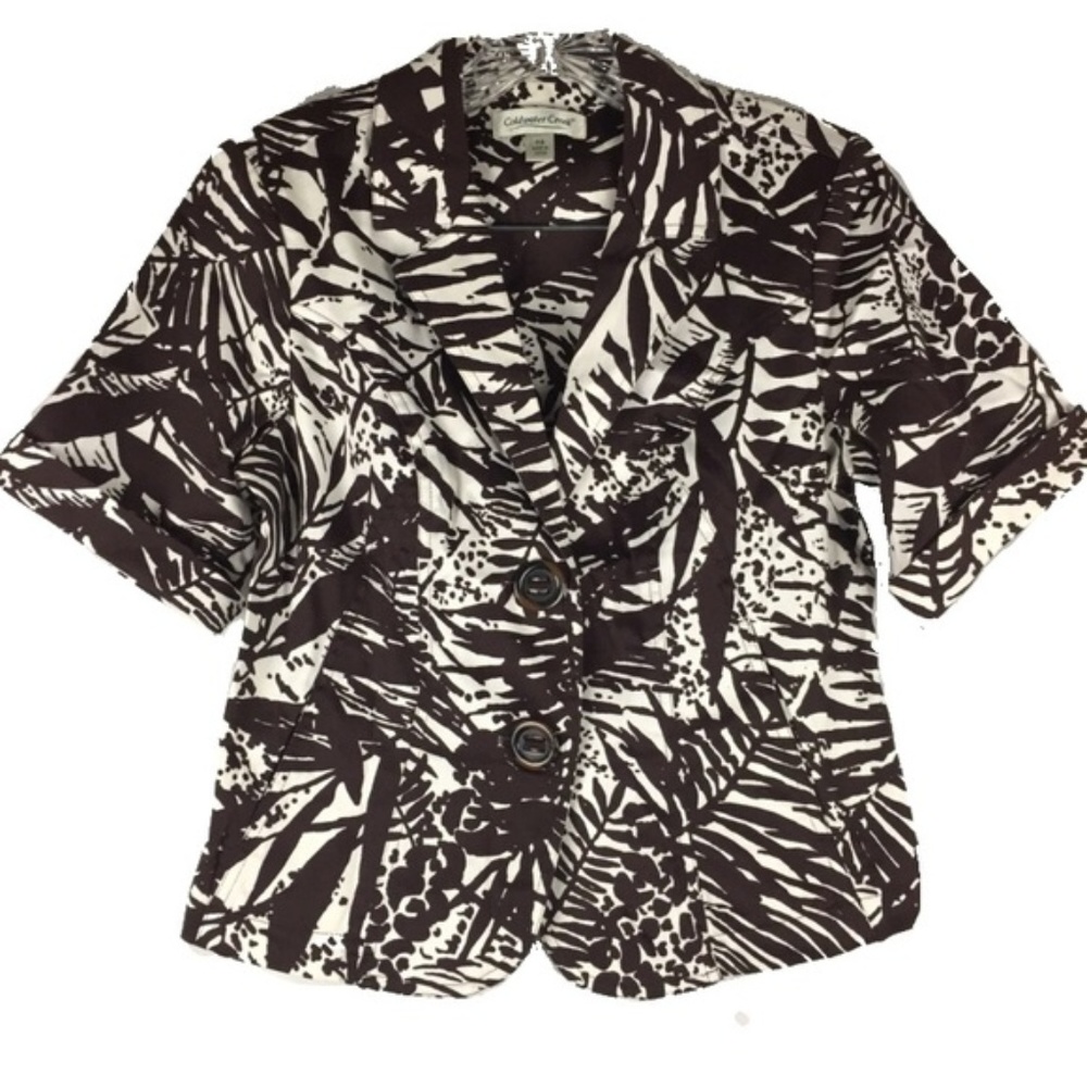 Coldwater Creek Blazer 4P Petite Palm Print